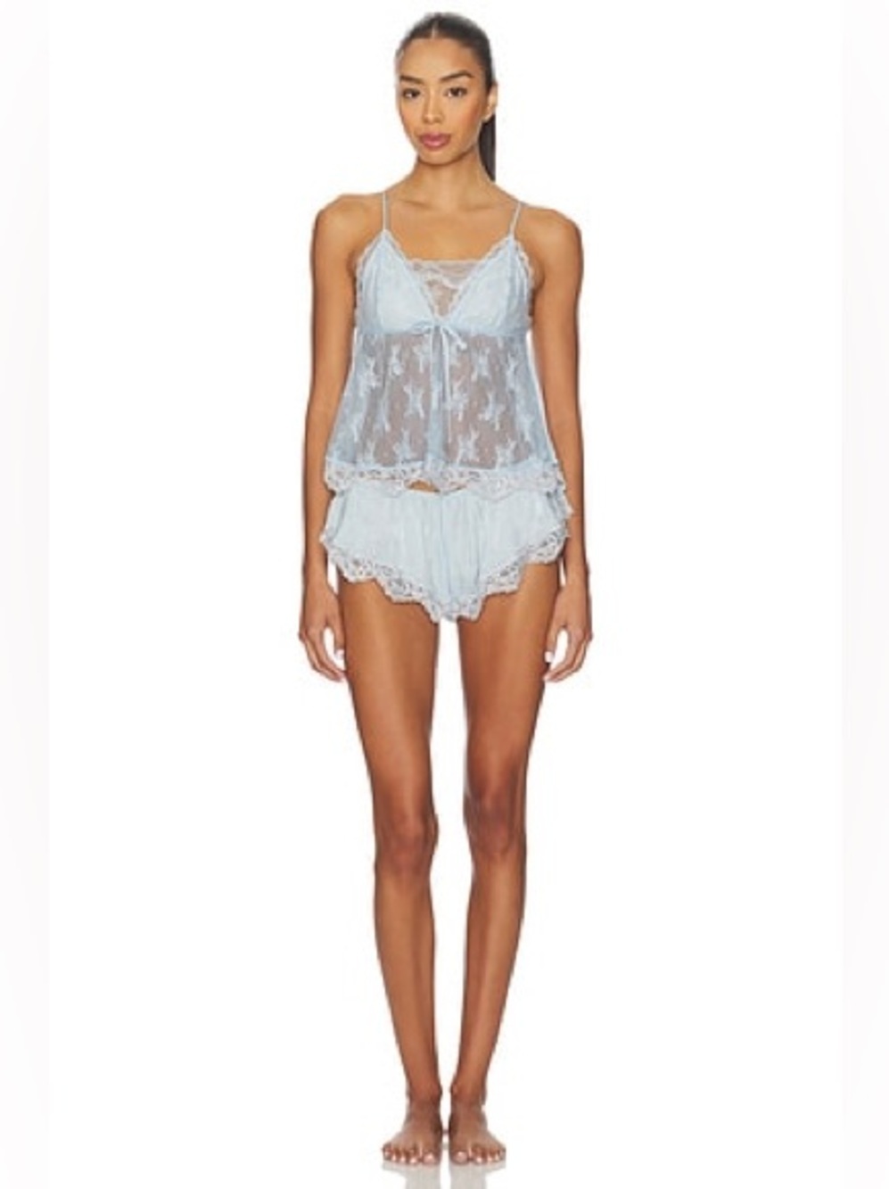 Free People Hearts Racing Sheer Lace & Mesh Pajamas NWOT